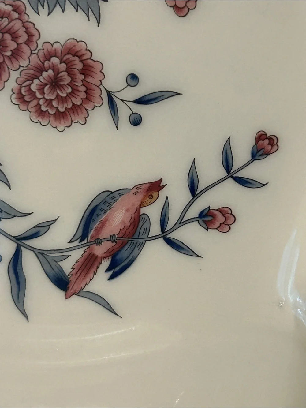 Vintage Wedgwood Williamsburg Cream Serving dish with Blue and Pink Floral Motif
